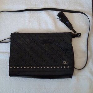 The Sak Black Leather Vintage Crossbody/Shoulder Bag LWG w/PETA Approved Liner
